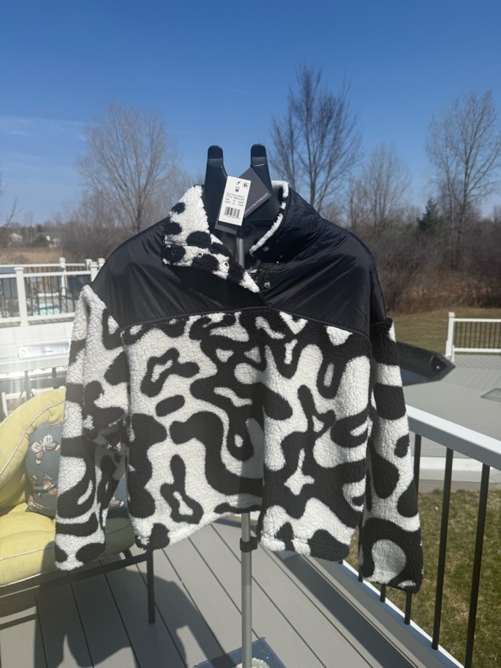 Grayson Threads Black and White Patterned Sherpa Pullover
